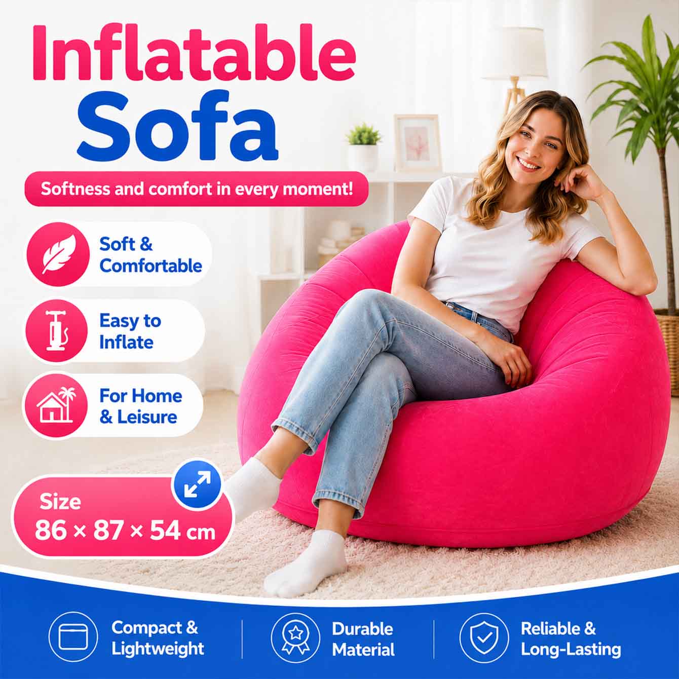 Outdoor Camping Couch - 1 Silla Inflable Tipo Puff para