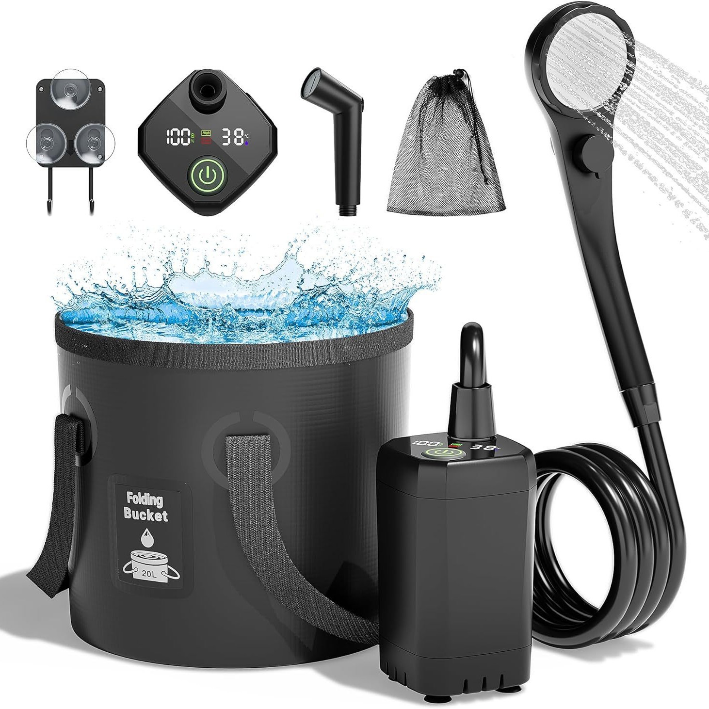 Outdoor Camping Shower - Ducha Eléctrica Portátil Autocebante para Exteriores,