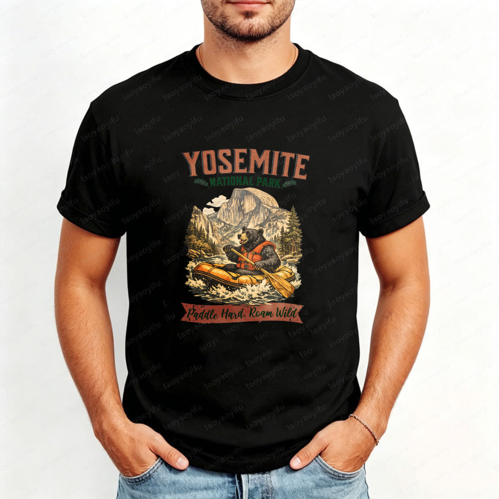 Outdoor Camping Yosemite - Camiseta gráfica retro con brújula de