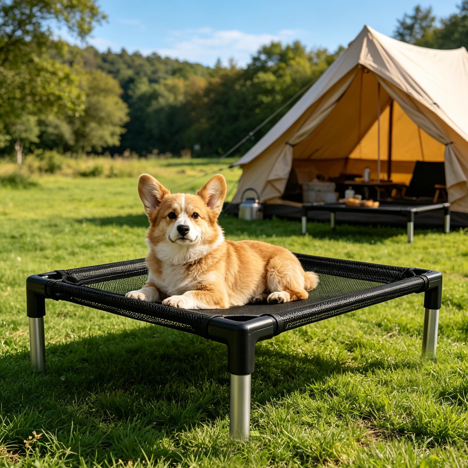 Outdoor Camping Cot - Cama Elevada para Perros, Malla Transpirable,