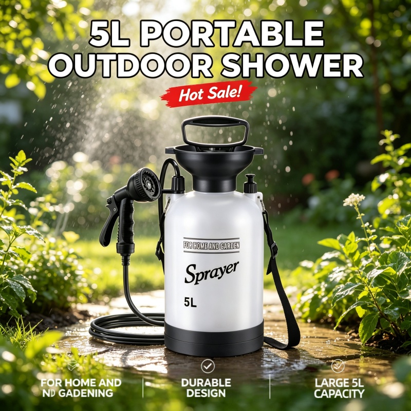 Outdoor Camping Shower - Ducha Portátil de 5L para Camping,