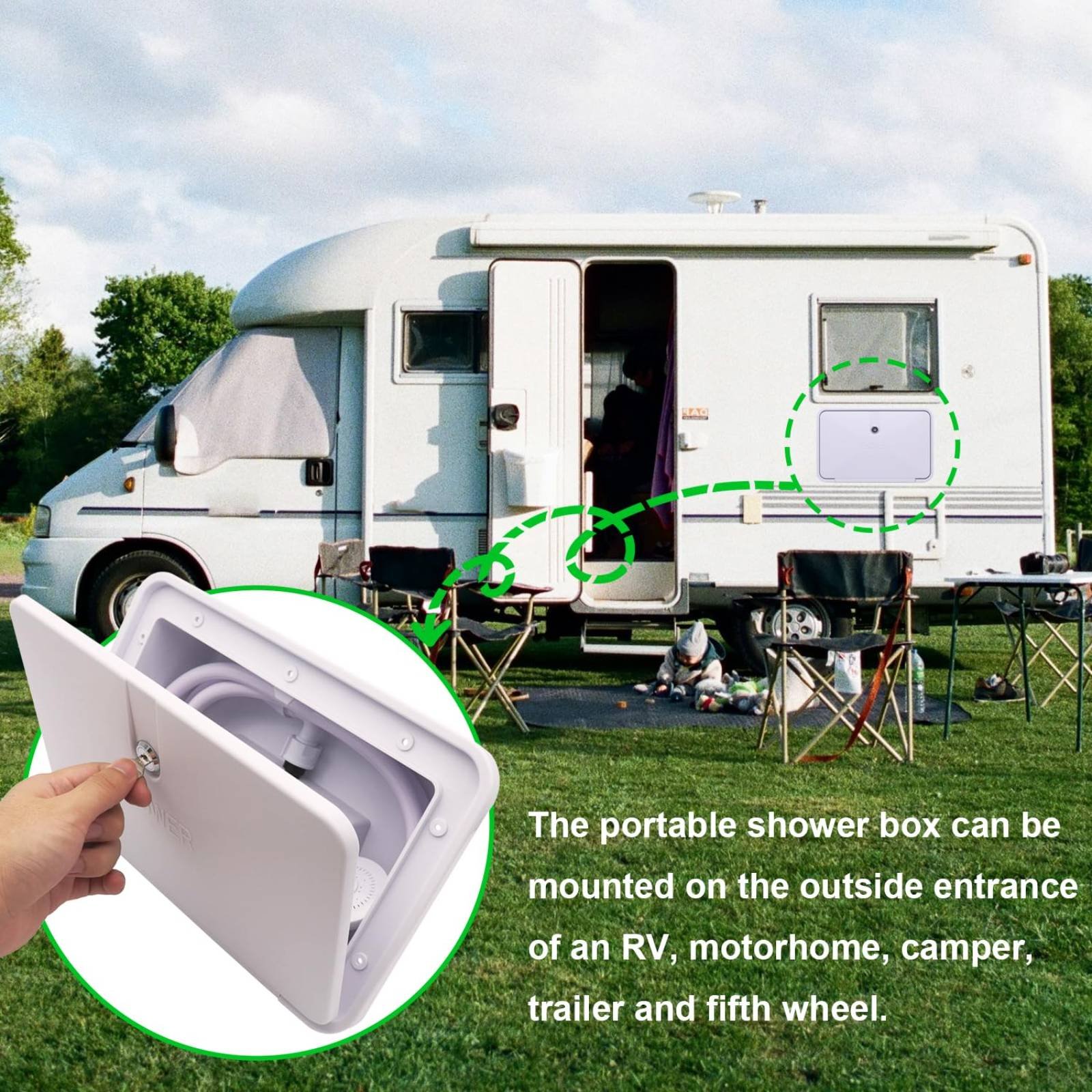 Caja de Ducha Exterior para RV - Outdoor Camping Shower reseña y precio