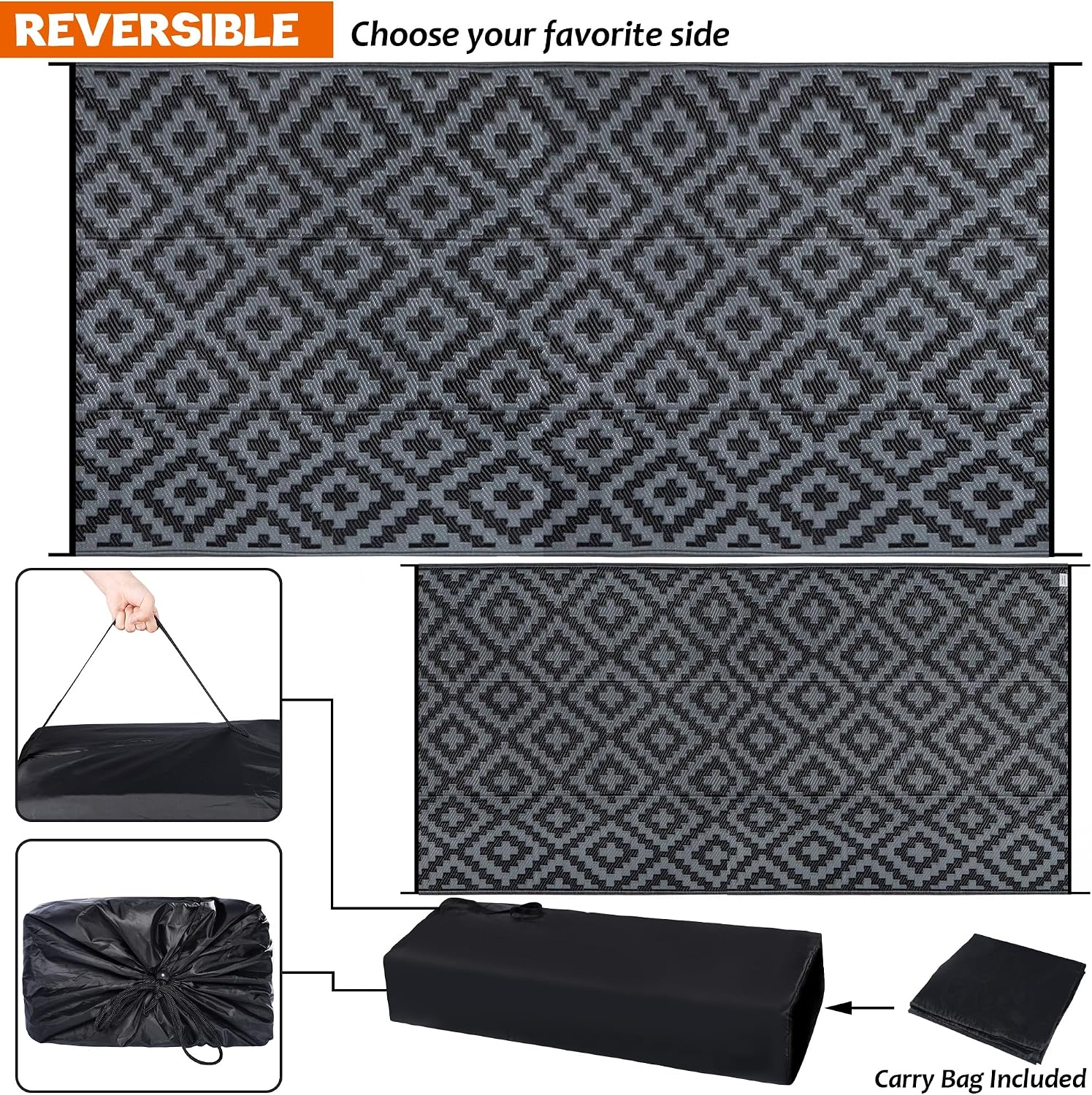 Alfombra impermeable para exte - Outdoor Camping Rugs 9X18 reseña y precio
